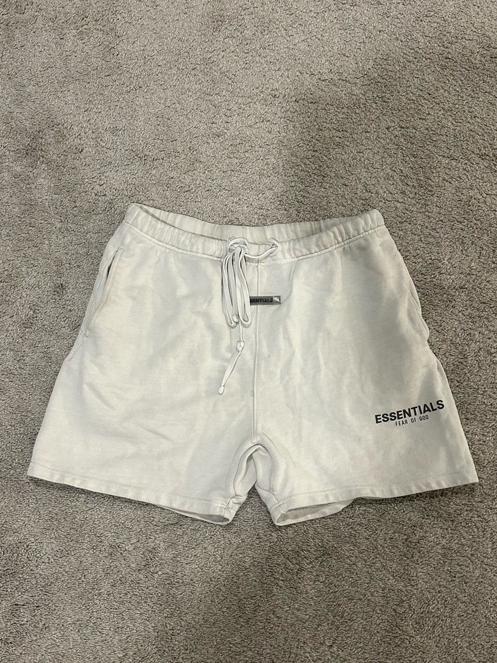 ESSENTIALS Men's Light Cream Drawstring Lounge Shorts